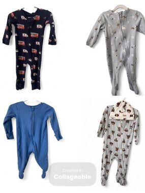 Carter's Navy, Gray, Blue & Cream Footed One-Piece Sleepers (Set of 4)